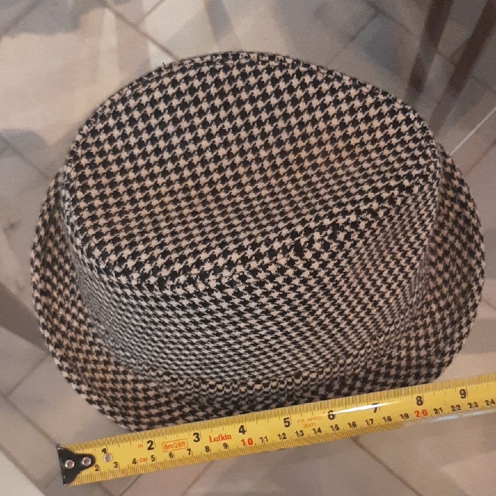ALTERNATIVE🖤Black and White Houndstooth WOOL FEDORA Hat🤍COOL🦉INSIDE FABRIC - Picture 8 of 11